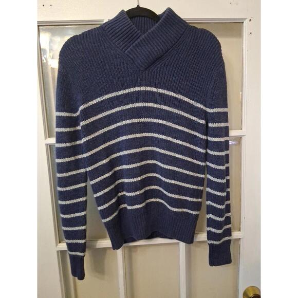 GAP Sweaters - GAP Womens Sweater Size S Navy And Gray Striped Long Sleeve Pullover